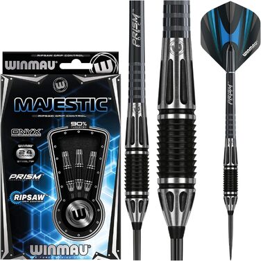 Дротики WINMAU Majestic Profi з вольфраму для дартсу зі сталевим наконечником, набір з оперенням і стрижнями