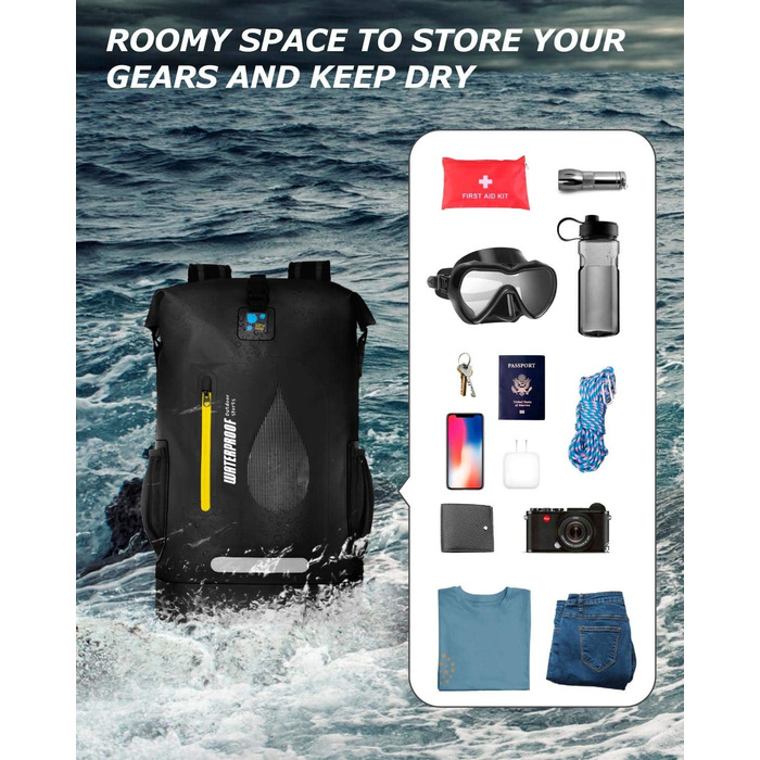 Водонепроникний рюкзак IDRYBAG 30L, PVC, для каякінгу, кану, кемпінгу, туризму (Чорний)