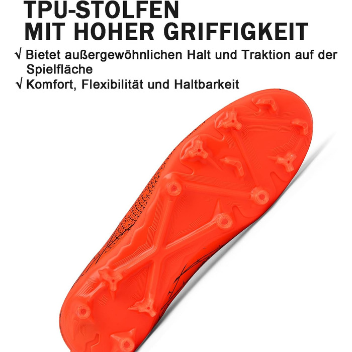 Футбольні бутси для чоловіків та юнаків, зала/штучний газон, футзал, зала, професійні, тренувальні (42 EU, помаранчевий)