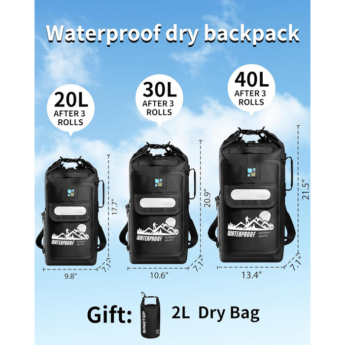 Водонепроникний рюкзак IDRYBAG Dry Bag 40L (плаваючий, чорний)