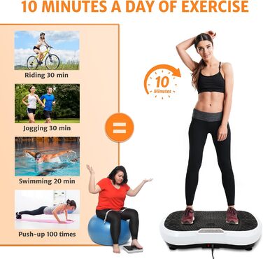 Віброплатформа Leogreen для фітнесу, біла/чорна, 69x39x13 см - тренажер для схуднення та масажу