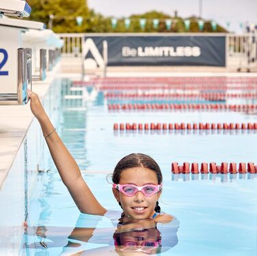 Дитячі окуляри для плавання Aquasphere Kayenne JR з UV-захистом, силіконовою ущільнювачкою, антифогом і антипротіканням, для хлопчиків і дівчаток від 6 років, універсальний розмір, рожево-білі