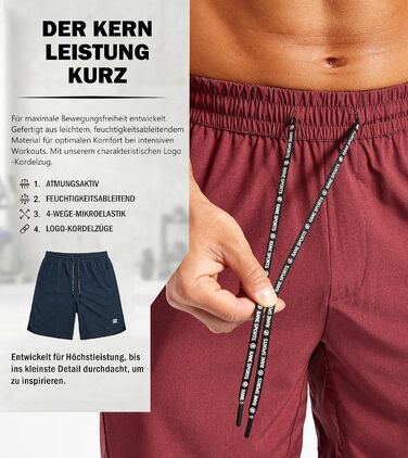 Спортивні чоловічі шорти Rane Sports для бігу та фітнесу, легкі дихаючі шорти з кишенями на блискавці, XXL, колір Wind Red