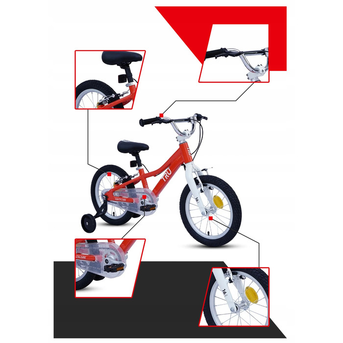 Дитячий велосипед TRU 16 дюймів, алюмінієвий, багатокольоровий, 8 кг