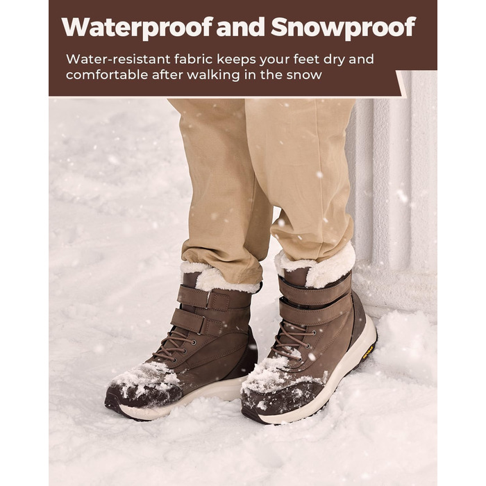 Черевики зимові чоловічі FitVille широкі, теплі, водонепроникні, з підкладкою, короткі, зимові, для вулиці, антиковзаючі (42 EU, коричневі)