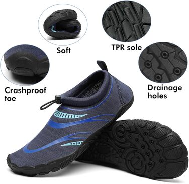 Чоловічі та жіночі аквашузи Mishansha для плавання та відпочинку на воді, чорно-морського кольору (37 EU)