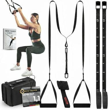 NEOLYMP Шлінгувальний тренажер з кріпленням до дверей - регульований тренажер для дому, на вулицю та в подорожі - набір еластичних стрічок для функціональних тренувань всього тіла