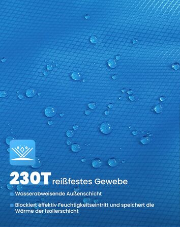 Спальний мішок KingCamp для 2 осіб з фланелі, зимовий, теплий, 3-4 сезони, з 2 подушками, для кемпінгу та відпочинку на природі (синьо-блакитний)