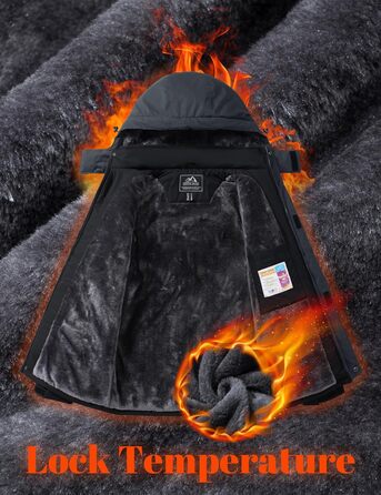 MAGCOMSEN Куртка зимова чоловіча тепла з підкладкою, водонепроникна, для катання на сноуборді та лижах, туристична, робоча знімною капюшоном (Чорно-сірий, XL)