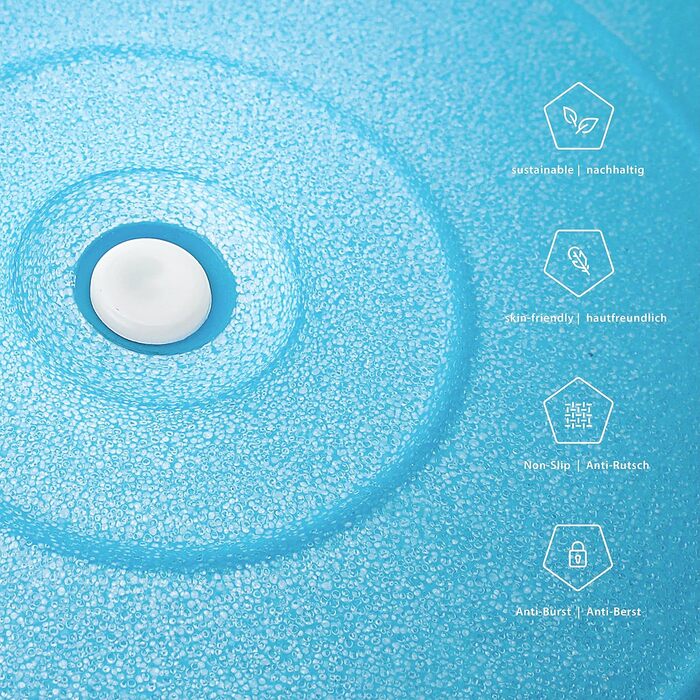 Фітнес-м'яч Alphapace 75 см: для фітнесу, йоги, офісного використання, зі спеціальною помпою. Підходить для людей зріст 175 см і вище. Колір: Icy Blue