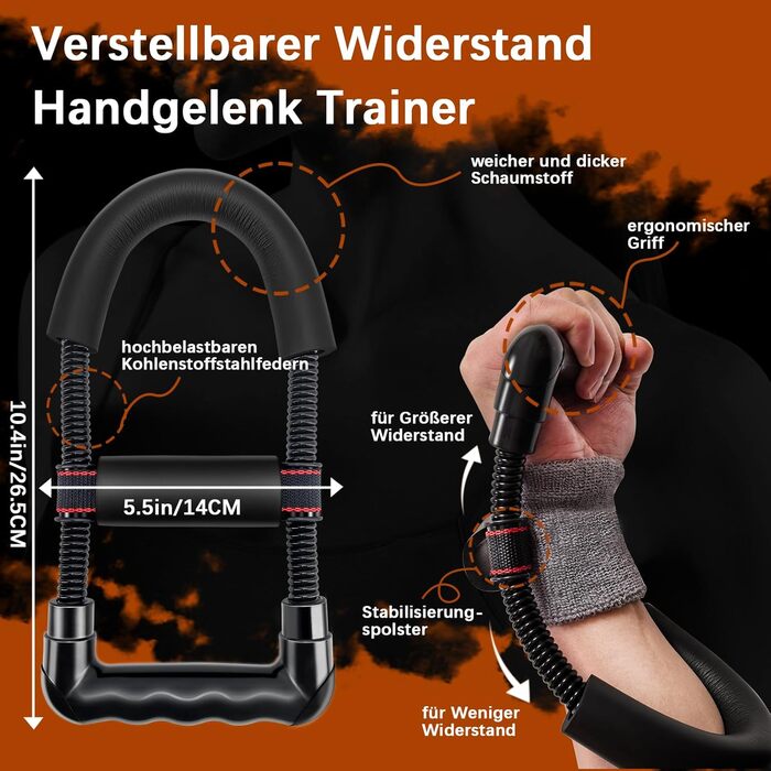 Тренування кисті рук Homkuo: набір для зміцнення м'язів, кисті та зап'ястя з масажним м'ячем. Ідеально для альпінізму, зняття стресу та реабілітації.
