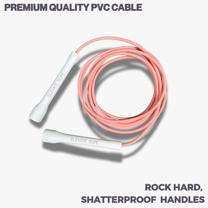 Стрибкове канат Elevate Speed Rope MAX - професійний, 5 мм, 3 м, з міцного PVC, чорний/білий (матовий рожевий)