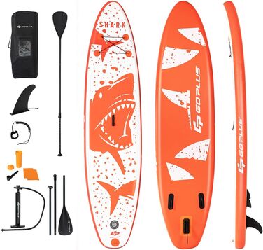 Надувна SUP-дошка RELAX4LIFE 320/335×76×15 см з веслом, ременем безпеки, насосом, рюкзаком, набором для ремонту та 3 плавниками, для початківців і професіоналів