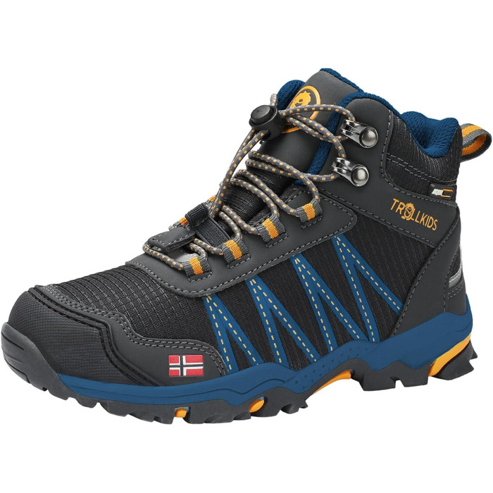 Дитячі трекінгові черевики Trolltunga Hiker Mid від Trollkids, 29 EU, чорно-сталево-блакитні