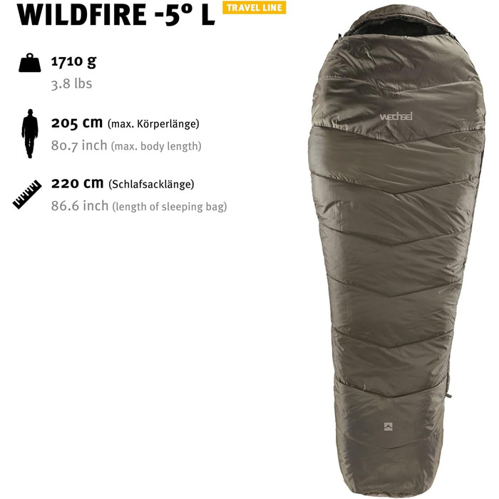 Сплячий мішок Wechsel Mumienschlafsack Wildfire -5°C для кемпінгу, 4 сезони, зимовий, L