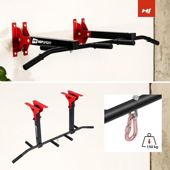 Hop-Sport Мультигрифова турнік для стіни HS-2002K - Професійний турнік для дому з різними варіантами хваток