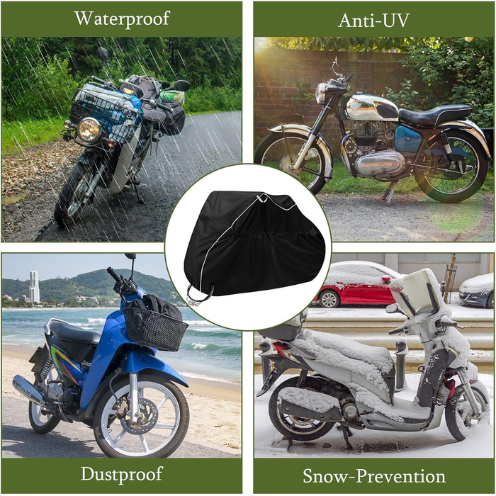 Водонепроникна захисна накидка для мотоцикла Motorrad, 210D, UV-захист, зимова, 245 x 105 x 125 см