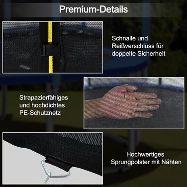 Батут COSTWAY для саду: Ø 244/305/366/427 см, з драбиною та захисним сітком, комплект для дітей