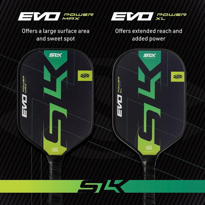Падл для піклболу Selkirk Sport 2024 SLK Evo Power-Max з поверхнею SpinFlex та ядром Rev-Hybrid-Polymer (Потужний, Цитрусовий, Універсальний)