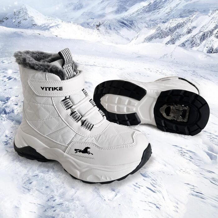 Дитячі зимові черевики JMFCHI для хлопчиків та дівчаток: трекінгові, на шнурівці, з теплим підкладком, неслизька підошва, бавовняні черевики (33 EU, білий)