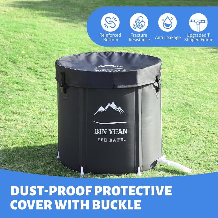 Ексклюзивна ванна для крижаних процедур B&Y з кришкою (75x75 см) – для спортсменів та відпочинку на природі