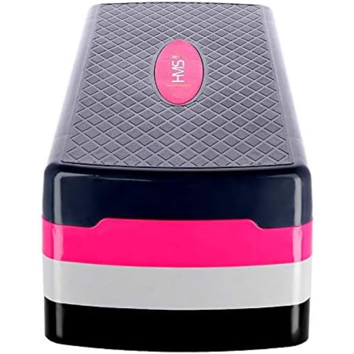 Фітнес степ-платформа HMS AS002, 3-рівнева, рожева-сіра, для аеробіки та кросфіту