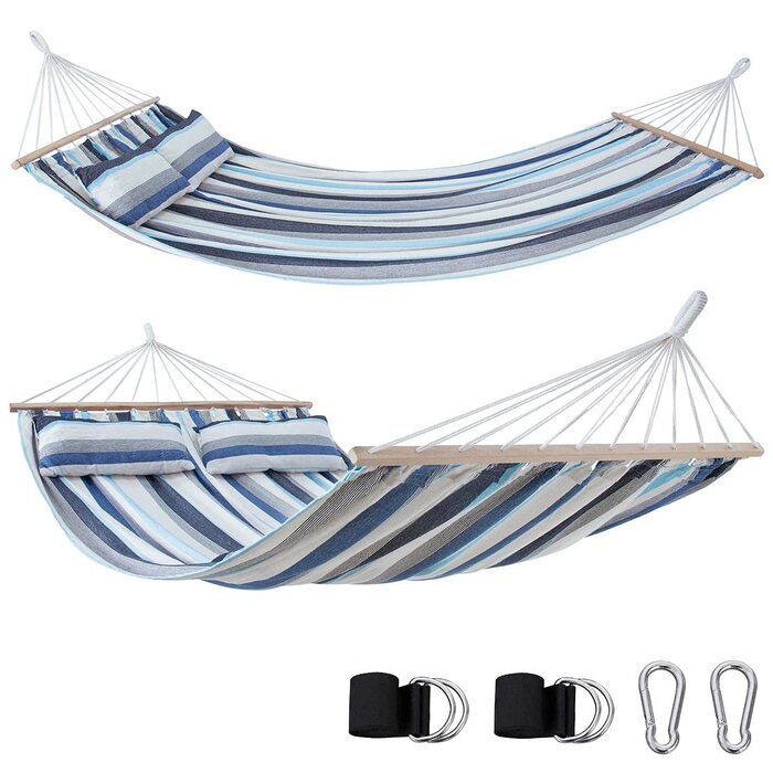 Гамак yourGEAR Kauai XXL 240x160 см з подушкою, бавовна, до 300 кг, для двох осіб, з кріпленням (Аква)