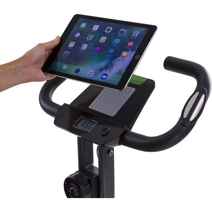 Складаний велотренажер Tunturi Cardio Fit B20 X Bike з LCD-дисплеєм і тримачем для планшета, чорний – домашній фітнес-велосипед