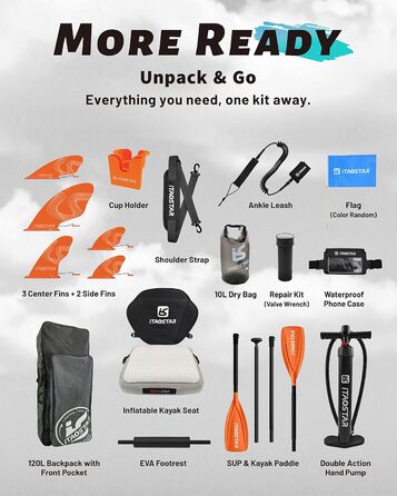 SUP-дошка iTAOSTAR Adventure 365x88/99 см, надувна, з сидінням, темно-зелена – для підлітків та дорослих