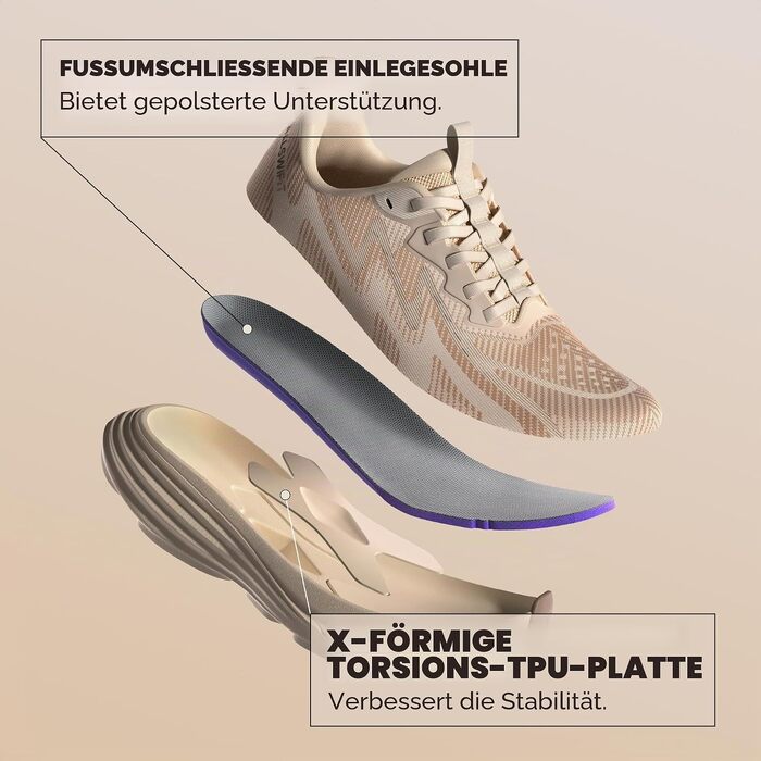 Жіночі кросівки для ходьби та бігу ALLSWIFIT — Спортивне взуття Slip-On без шнурівків, амортизація, протиковзні, бежеві, розмір 40 EU