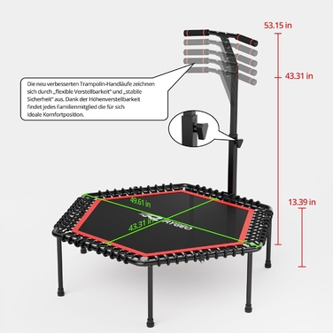 Фітнес-батут 127 см для домашніх тренувань, макс. навантаження 220 кг