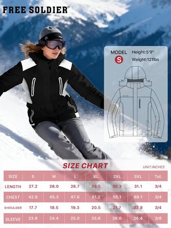 Водонепроникна жіноча зимова куртка FREE SODIER з флісовою підкладкою та капюшоном, Ginger Yeow (M, чорний/білий)