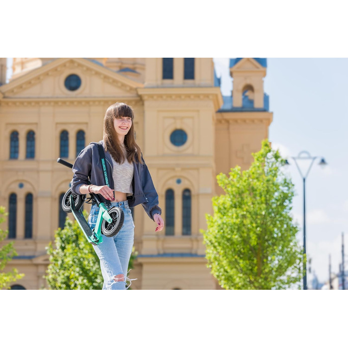 Скутер Raven Roller Cityroller Snug AIR з колесами 200 мм, дзвіночком та тримачем для пляшки (м'ятний)