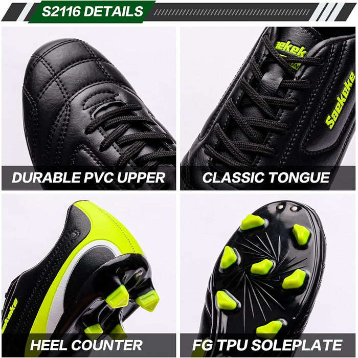 Дитячі футбольні бутси FG для хлопчиків та дівчаток, розмір 32 EU, чорний, модель S2116