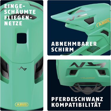 Дитячий велосипедний шолом ABUS YouDrop FF, фулфейс, знімний підборідник, для МТБ, салатовий, розмір S (48-55 см)