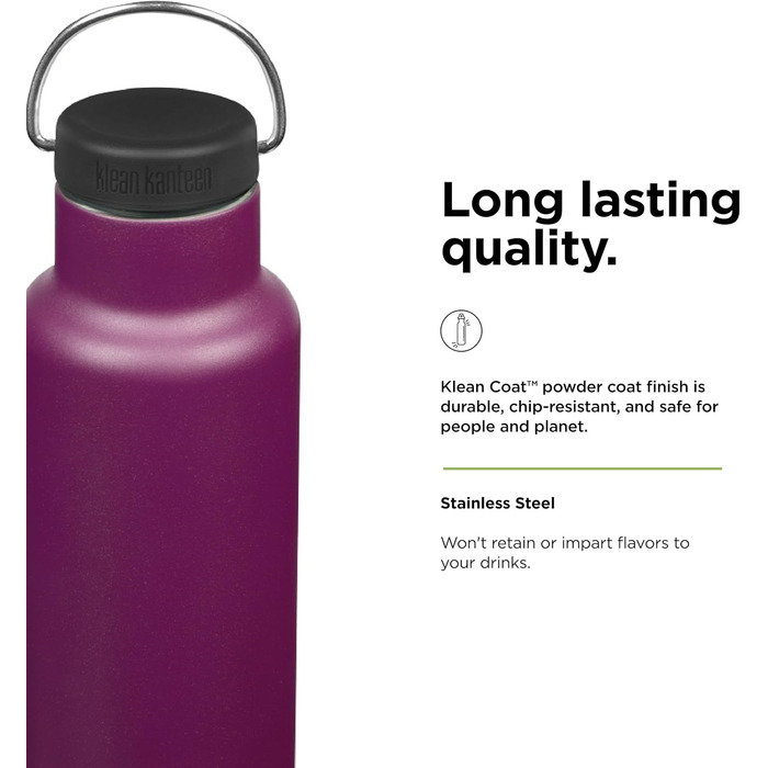 Пляшка Klean Kanteen Classic з петлею, нержавіюча сталь, фіолетова, 592 мл