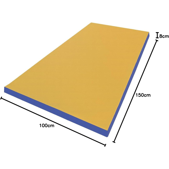 Гімнастичний мат NiroSport 150x100x8 см, м'який, водонепроникний, жовто-синій, для фітнесу, тренувань, спорту, захисту підлоги