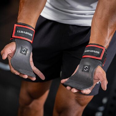 Стрічки для підтягування SINOVATI для силових тренувань: фітнес, кросфіт, бодібілдинг. З підкладкою для зап'ястя 7 мм, червоні