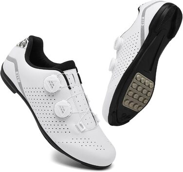 Велотуфлі Lock-Free для шосе та MTB: дихаюча внутрішня підкладка, система шнурівки, білі, 40 EU