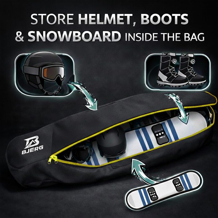 Чохол-рюкзак для сноуборда Bjerg Boardbag, до 150 см, чорно-жовтий, Made in Europe