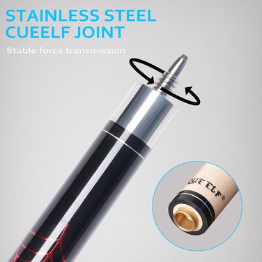 CUEELF Більярдний кий Scorpion з канадського акації, 147.3 см, професійний, 553-595 г, 21 oz WD-SP-Red