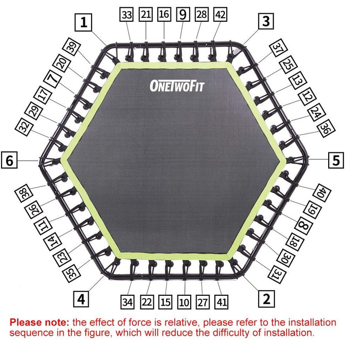 Міні-батут ONETWOFIT 122 см для занять спортом вдома та на вулиці, з регульованою ручкою, фітнес-батут, кардіотренування, зелений