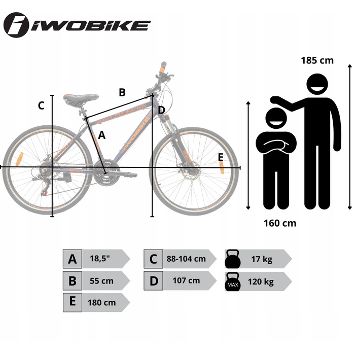 Трекінговий велосипед IWOBIKE Galaxy, рама 18,5 дюйма, колеса 28