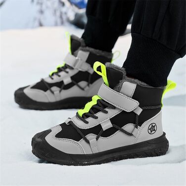 Водонепроникні зимові черевики для дітей: зимові чоботи для дівчаток та хлопчиків, утеплені, для активного відпочинку, неслизькі, сірі (28 EU)