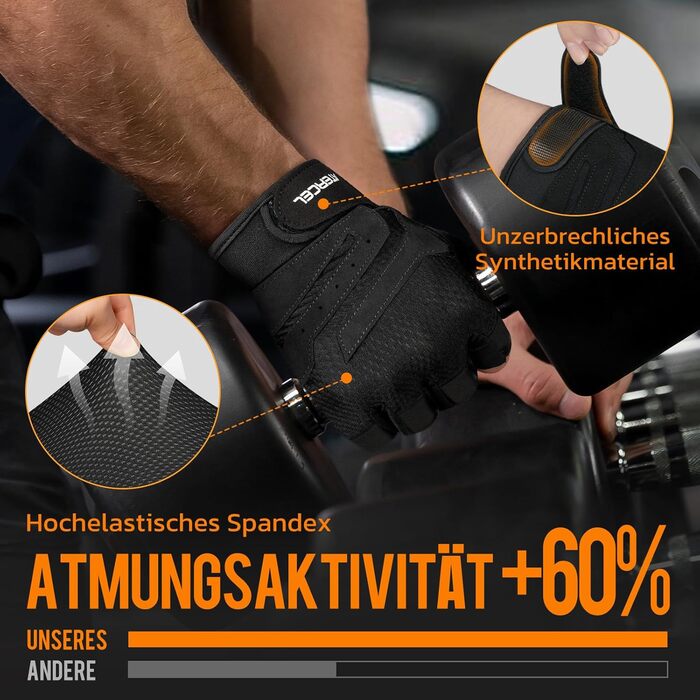 Фітнес рукавички ATERCEL для жінок та чоловіків, антиковзні рукавички для тренувань, силових вправ, важкої атлетики та воркаутів, дихаючі та легкі, чорні, розмір L