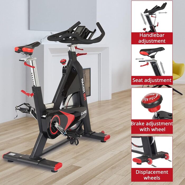 Преміум велотренажер CARE FITNESS Rad Racer XPR, 24 кг, електронний, домашній спінбайк з мультифункціональним комп'ютером