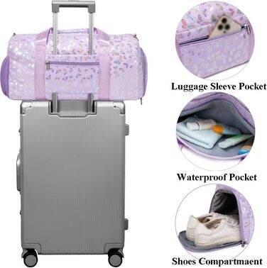 Спортивна сумка для дівчаток Kord з квітковим принтом (25L) з водонепроникним відділенням для мокрого одягу та взуття