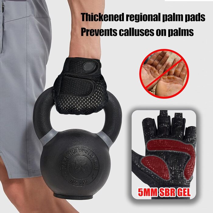 Фітнес рукавички для чоловіків Daen, тренувальні рукавички для важкої атлетики, підняття ваги, греблі, велоспорту (L, чорний)