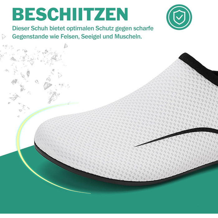 Чоловічі та жіночі аквашузи Sixspace для плавання, серфінгу, йоги. Швидко сохнуть, дихають, білі (35 EU)