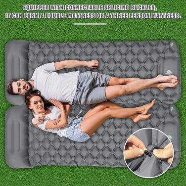 AQXONG Килимок для сну самонадувний, водонепроникний, з насосом та подушкою, ультралегкий, для кемпінгу, подорожей та відпочинку на природі - сірий